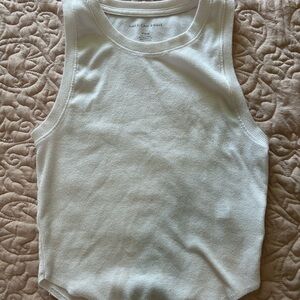 American Eagle Outfitters Cream Ribbed Tank